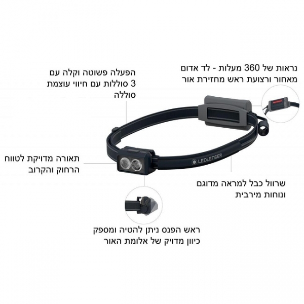 פנס ראש לריצה נטען Led Lenser NEO3