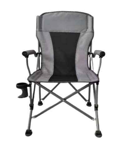 כסא קמפינג מתקפל חזק במיוחד-אפור